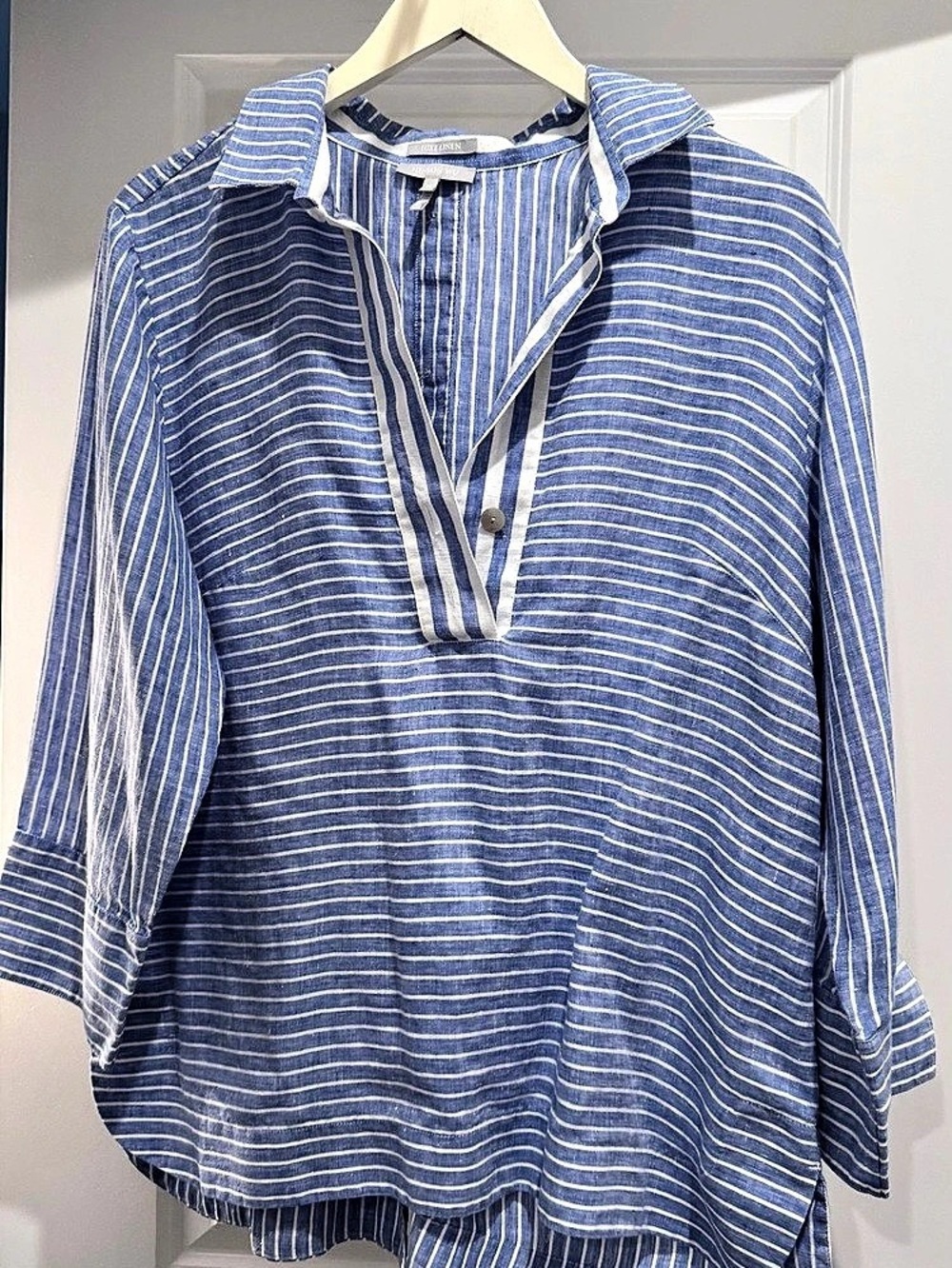 Hinson Wu Blue & White Linen Striped Tunic Like New